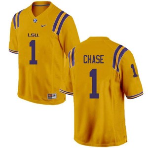 Men's LSU Tigers Ja'Marr Chase #1 Gold Alumni Jersey 908742-559