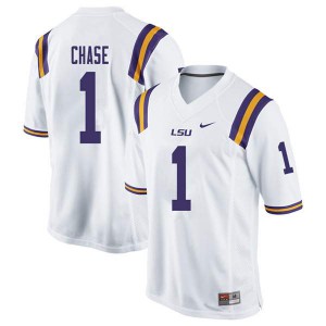 Men's LSU Tigers Ja'Marr Chase #1 White Embroidery Jersey 582031-412