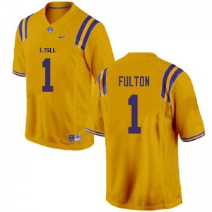 Mens LSU Tigers Kristian Fulton #1 Stitched Gold Jersey 592405-629