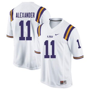 Men's LSU Tigers Terrence Alexander #11 Stitched White Jerseys 196563-130