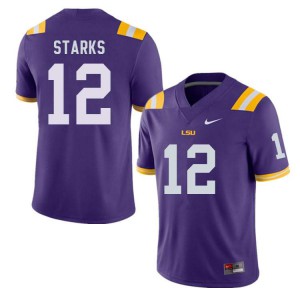 Men LSU Tigers Donte Starks #12 Purple Football Jerseys 347994-389