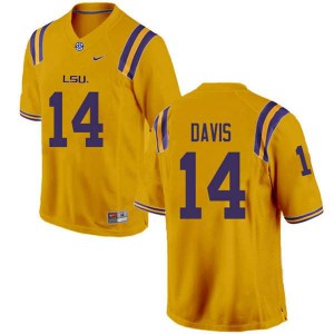 Men's LSU Tigers Drake Davis #14 Gold Embroidery Jersey 343956-690