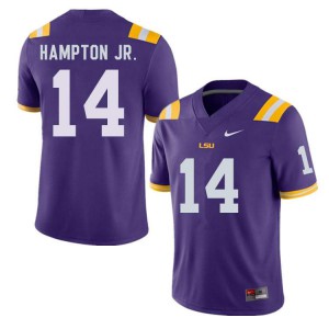 Men LSU Tigers Maurice Hampton Jr. #14 Purple Stitched Jerseys 826312-522