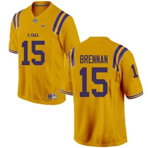Men LSU Tigers Myles Brennan #15 Gold Stitch Jerseys 709711-540