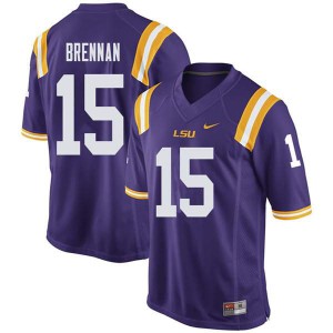 Men's LSU Tigers Myles Brennan #15 Football Purple Jerseys 321943-950