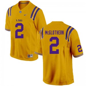 Mens LSU Tigers Dwight McGlothern #2 Football Gold Jerseys 293279-584