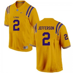 Men LSU Tigers Justin Jefferson #2 University Gold Jersey 518328-984
