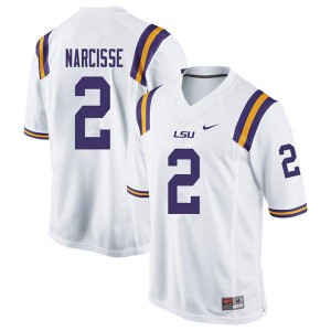 Men's LSU Tigers Lowell Narcisse #2 Official White Jersey 180676-516