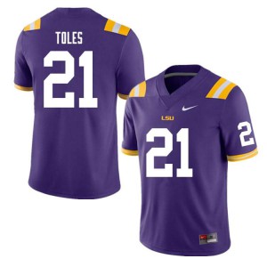 Men LSU Tigers Jordan Toles #21 Purple Embroidery Jerseys 166864-118