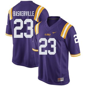 Mens LSU Tigers Micah Baskerville #23 Official Purple Jerseys 282562-892
