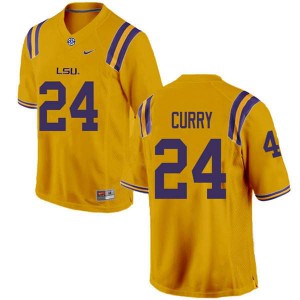 Men LSU Tigers Chris Curry #24 Stitch Gold Jersey 217403-373