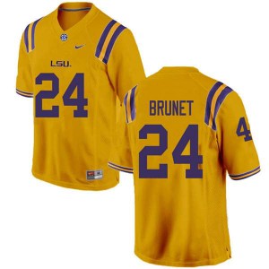 Men LSU Tigers Colby Brunet #24 Gold Embroidery Jersey 199839-398