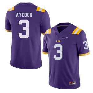 Men LSU Tigers AJ Aycock #3 Purple Official Jerseys 206110-496