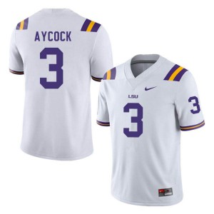 Mens LSU Tigers AJ Aycock #3 Football White Jerseys 323200-256