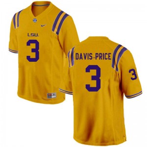 Men's LSU Tigers Tyrion Davis-Price #3 Gold Player Jersey 177798-247
