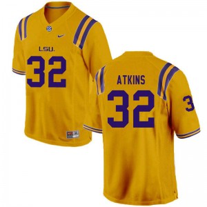Men LSU Tigers Avery Atkins #32 College Gold Jersey 188244-643