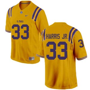 Men LSU Tigers Todd Harris Jr. #33 Stitch Gold Jerseys 242771-270
