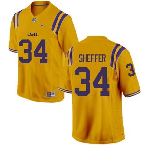 Men's LSU Tigers Zach Sheffer #34 Gold Stitched Jersey 967565-179