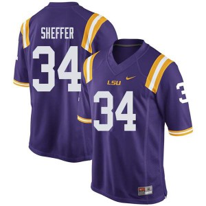 Men's LSU Tigers Zach Sheffer #34 Official Purple Jerseys 181883-679
