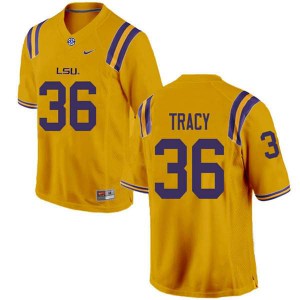 Mens LSU Tigers Cole Tracy #36 Gold Stitched Jerseys 245849-759