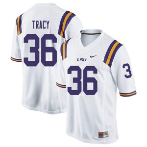 Mens LSU Tigers Cole Tracy #36 White Embroidery Jersey 292826-874