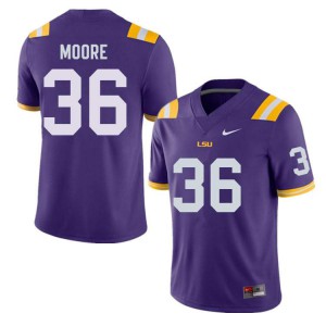 Mens LSU Tigers Derian Moore #36 Purple Embroidery Jerseys 864880-571