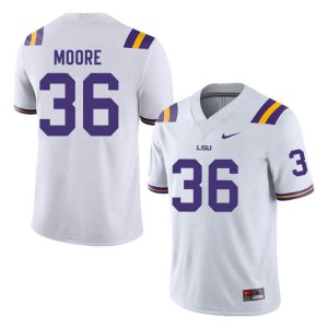 Men LSU Tigers Derian Moore #36 White Embroidery Jersey 849806-411
