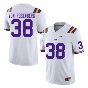 Men LSU Tigers Zach Von Rosenberg #38 Stitched White Jerseys 848671-591