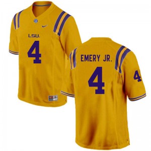 Men's LSU Tigers John Emery Jr. #4 Stitch Gold Jerseys 604136-129