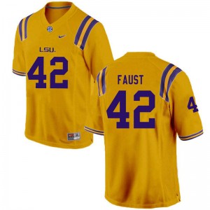 Men LSU Tigers Hunter Faust #42 University Gold Jersey 302234-408