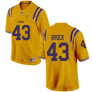 Men's LSU Tigers Matt Brock #43 Gold Embroidery Jerseys 693561-603