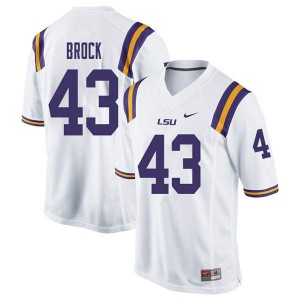 Mens LSU Tigers Matt Brock #43 White Embroidery Jersey 258283-369