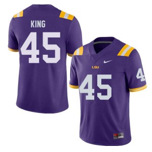 Men's LSU Tigers Stephen King #45 Purple Embroidery Jersey 250468-406