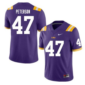 Men's LSU Tigers Max Peterson #47 Purple NCAA Jersey 423766-957