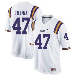 Mens LSU Tigers Trey Gallman #47 Stitched White Jersey 138813-797