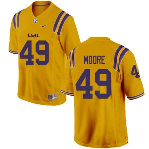 Mens LSU Tigers Travez Moore #49 Gold University Jerseys 752653-243