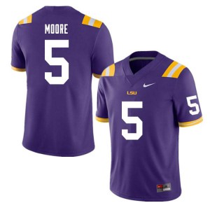 Men LSU Tigers Koy Moore #5 Football Purple Jerseys 172394-346