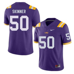 Men's LSU Tigers Quentin Skinner #50 Embroidery Purple Jersey 722551-385