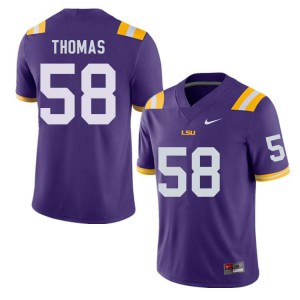 Men's LSU Tigers Kardell Thomas #58 College Purple Jersey 798490-546