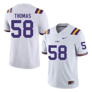 Mens LSU Tigers Kardell Thomas #58 White Official Jersey 985920-588
