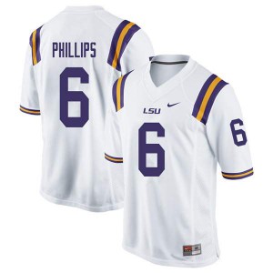 Mens LSU Tigers Jacob Phillips #6 White Embroidery Jersey 652577-329