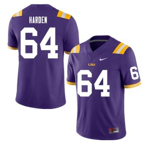Men LSU Tigers Austin Harden #64 Player Purple Jerseys 418033-809