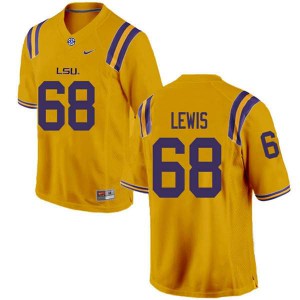 Men LSU Tigers Damien Lewis #68 Gold University Jerseys 854862-833