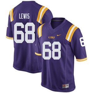 Mens LSU Tigers Damien Lewis #68 NCAA Purple Jerseys 515014-263