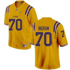 Men's LSU Tigers Ed Ingram #70 High School Gold Jerseys 555545-655