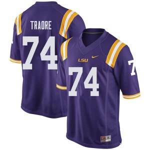Men LSU Tigers Badara Traore #74 Stitch Purple Jersey 674573-417