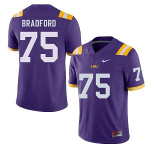Men LSU Tigers Anthony Bradford #75 Purple Stitched Jersey 688465-593