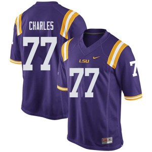 Men LSU Tigers Saahdiq Charles #77 Purple Stitch Jerseys 200890-479