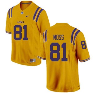 Mens LSU Tigers Thaddeus Moss #81 Embroidery Gold Jersey 936022-701