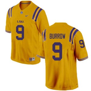 Men LSU Tigers Joe Burrow #9 Gold Embroidery Jersey 272238-793